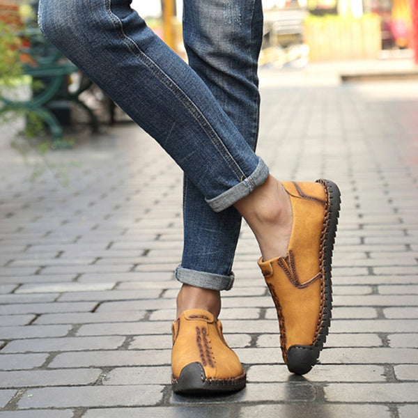 FansGemacht sommer Leder Casual Schuhe Männer Handgemachte Vintage Schuhe