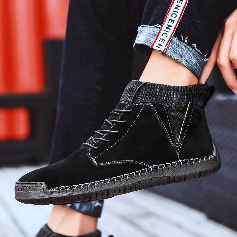 FansGemacht Männer Schnee Stiefel Winter Plüsch Warme Männer Motorrad Stiefel Lace-Up Non-slip