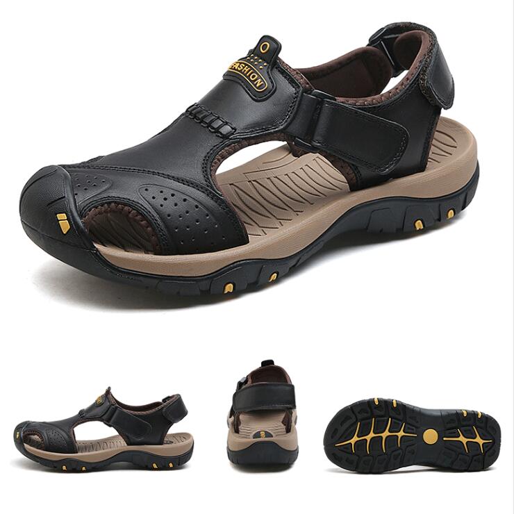 FansGemacht Sommer Sandalen Männer Echtes Leder Casual Schuhe