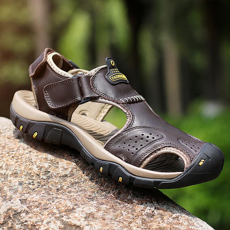 FansGemacht Sommer Sandalen Männer Echtes Leder Casual Schuhe