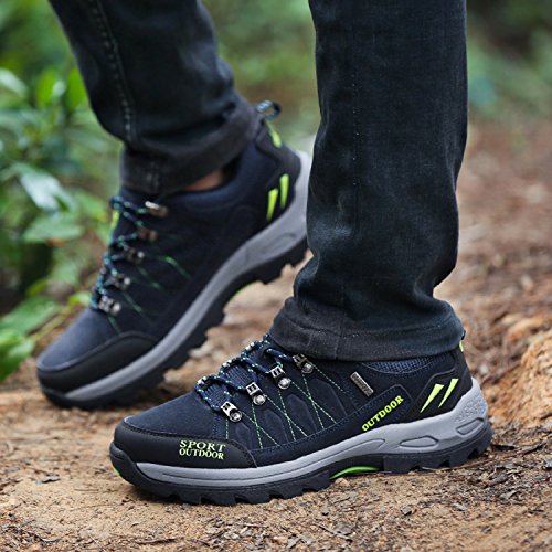 NEOKER Wanderschuhe Trekking Schuhe Herren Damen Sports Outdoor Hiking Sneaker Armee Grün Blau Schwarz Grau 36-48