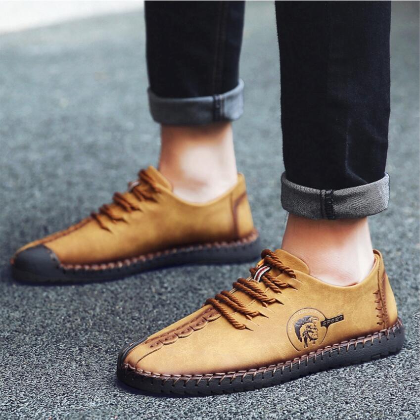 FansGemacht sommer Leder Casual Schuhe Männer Handgemachte Vintage Schuhe