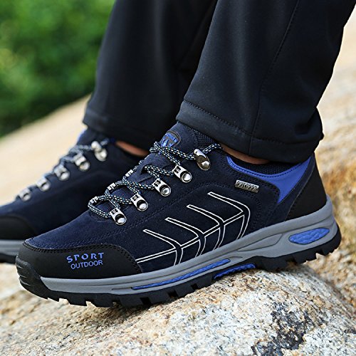 NEOKER Wanderschuhe Trekking Schuhe Herren Damen Sports Outdoor Hiking Sneaker Armee Grün Blau Schwarz Grau 36-48