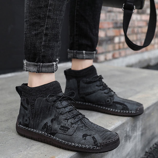 FansGemacht Herbst und Winter neue lässige handgemachte High-Top-Wild Herrenschuhe