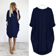 Pocket Casual Dress-Volltonfarbe