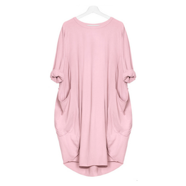 Pocket Casual Dress-Volltonfarbe
