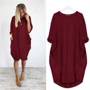 Pocket Casual Dress-Volltonfarbe