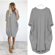 Pocket Casual Dress-Volltonfarbe