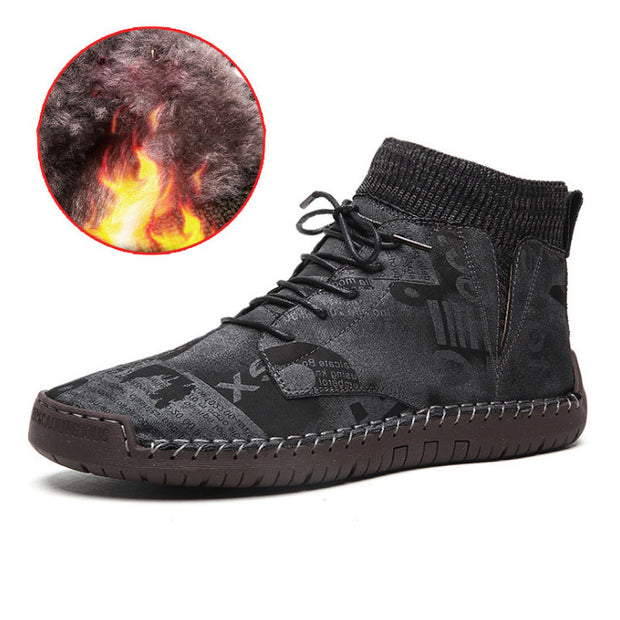 FansGemacht Herbst und Winter neue lässige handgemachte High-Top-Wild Herrenschuhe