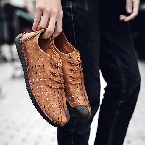 sommer Männer Atmungsaktiv Casual Schuhe  Handgemachte Vintage Schuhe