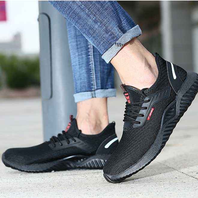 Men steel toe mesh safety shoes anti-smashing anti-piercing