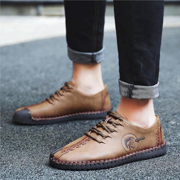 FansGemacht sommer Leder Casual Schuhe Männer Handgemachte Vintage Schuhe