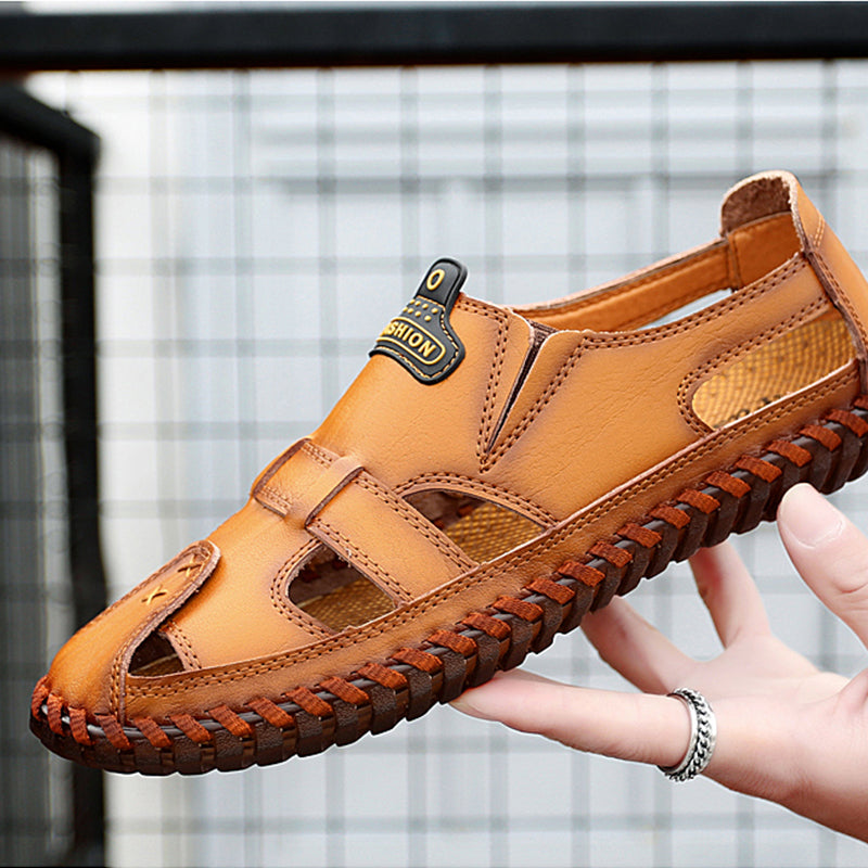 FansGemacht neue Qualität Aus Echtem Leder Männer Sandalen Im Freien Sommer Flip Flop Casual Schuhe