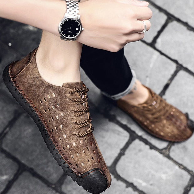 sommer Männer Atmungsaktiv Casual Schuhe  Handgemachte Vintage Schuhe
