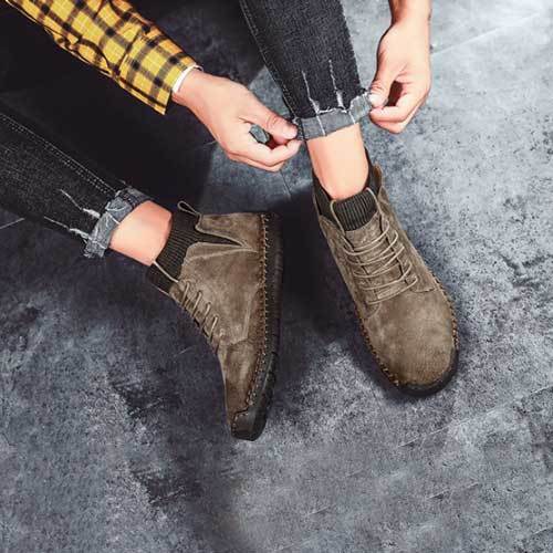 FansGemacht Männer Schnee Stiefel Winter Plüsch Warme Männer Motorrad Stiefel Lace-Up Non-slip
