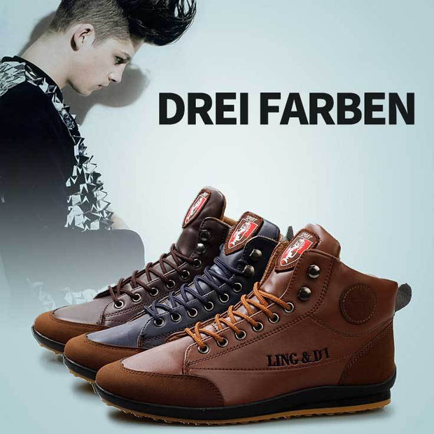 Fansgemacht Herren Stiefel lässig flache Retro Lederstiefel
