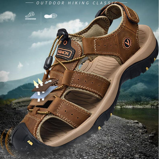2019 Neue Große Größe Echtem Leder Rindsleder Männer Sandalen