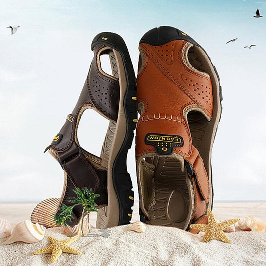 FansGemacht Sommer Sandalen Männer Echtes Leder Casual Schuhe