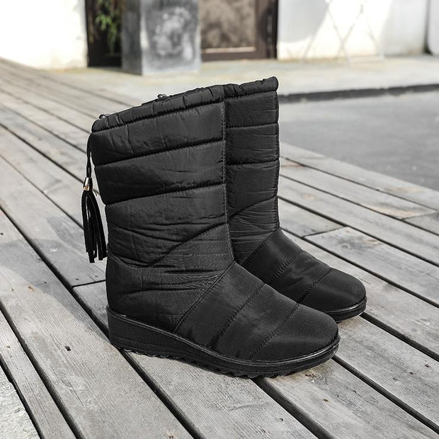 Fansgemacht Plus samtige Damen-Schneeschuhe mit Fransen