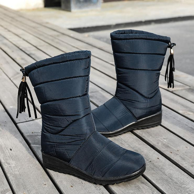 Fansgemacht Plus samtige Damen-Schneeschuhe mit Fransen