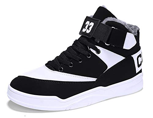 Skurab Sneaker Herren Schuhe Mode High Top Herren Freizeitschuhe Atmungsaktive Leder Männer Turnschuhe Schwarz