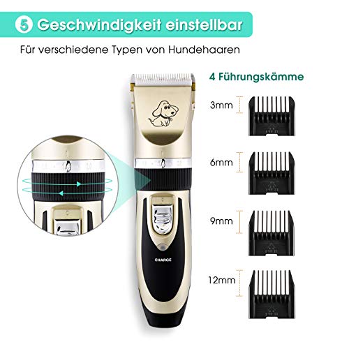 Sakurab Schermaschine, Profi Haustier Grooming Clipper Kits Leise Tierhaarschneider haarschneidemaschine