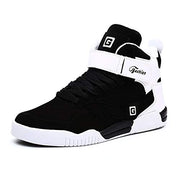 Skurab Sneaker Herren Schuhe Mode High Top Herren Freizeitschuhe Atmungsaktive Leder Männer Turnschuhe Schwarz