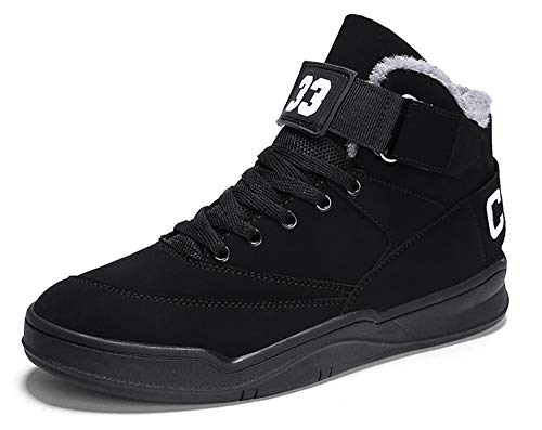 Skurab Sneaker Herren Schuhe Mode High Top Herren Freizeitschuhe Atmungsaktive Leder Männer Turnschuhe Schwarz