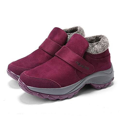 Skurab Damen Winter  Warm Gefütterte Klettverschluss Winterstiefel
