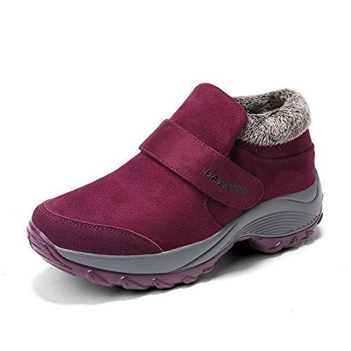 Skurab Damen Winter  Warm Gefütterte Klettverschluss Winterstiefel