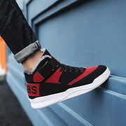 Skurab Sneaker Herren Schuhe Mode High Top Herren Freizeitschuhe Atmungsaktive Leder Männer Turnschuhe Schwarz