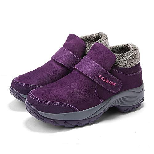 Skurab Damen Winter  Warm Gefütterte Klettverschluss Winterstiefel