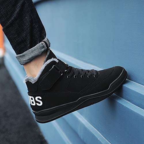 Skurab Sneaker Herren Schuhe Mode High Top Herren Freizeitschuhe Atmungsaktive Leder Männer Turnschuhe Schwarz