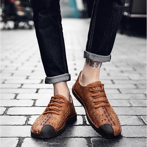 sommer Männer Atmungsaktiv Casual Schuhe  Handgemachte Vintage Schuhe