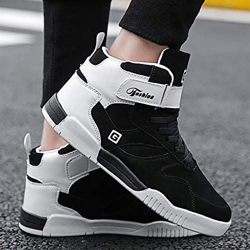 Skurab Sneaker Herren Schuhe Mode High Top Herren Freizeitschuhe Atmungsaktive Leder Männer Turnschuhe Schwarz