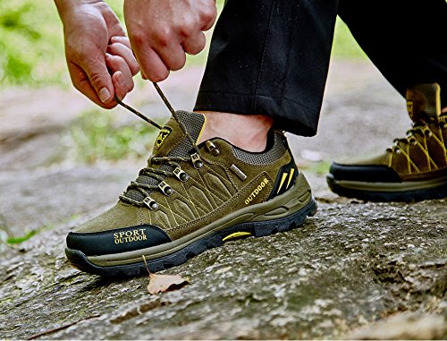 NEOKER Wanderschuhe Trekking Schuhe Herren Damen Sports Outdoor Hiking Sneaker Armee Grün Blau Schwarz Grau 36-48