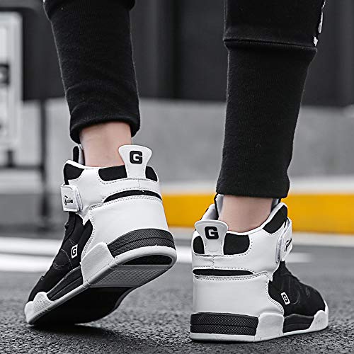 Skurab Sneaker Herren Schuhe Mode High Top Herren Freizeitschuhe Atmungsaktive Leder Männer Turnschuhe Schwarz