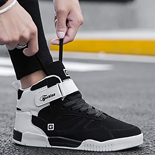 Skurab Sneaker Herren Schuhe Mode High Top Herren Freizeitschuhe Atmungsaktive Leder Männer Turnschuhe Schwarz