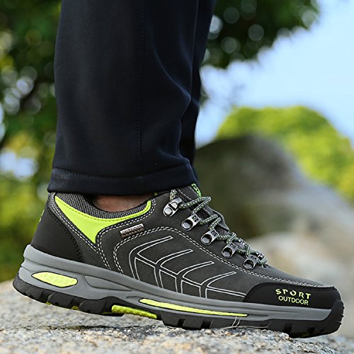 NEOKER Wanderschuhe Trekking Schuhe Herren Damen Sports Outdoor Hiking Sneaker Armee Grün Blau Schwarz Grau 36-48