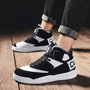 Skurab Sneaker Herren Schuhe Mode High Top Herren Freizeitschuhe Atmungsaktive Leder Männer Turnschuhe Schwarz