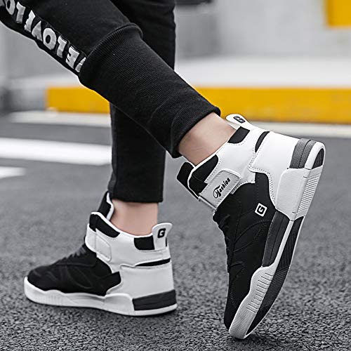 Skurab Sneaker Herren Schuhe Mode High Top Herren Freizeitschuhe Atmungsaktive Leder Männer Turnschuhe Schwarz