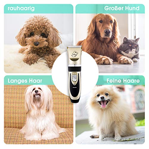 Sakurab Schermaschine, Profi Haustier Grooming Clipper Kits Leise Tierhaarschneider haarschneidemaschine