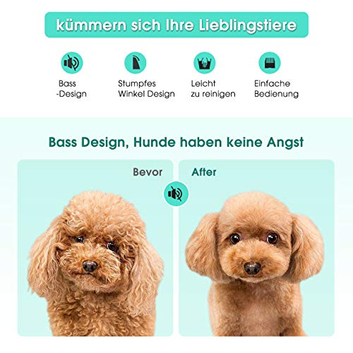 Sakurab Schermaschine, Profi Haustier Grooming Clipper Kits Leise Tierhaarschneider haarschneidemaschine