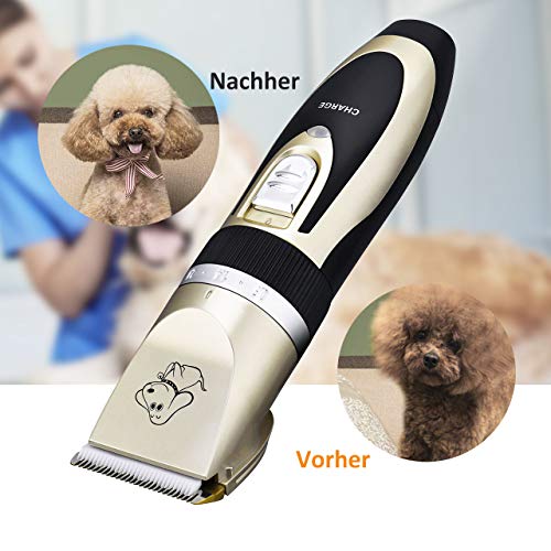 Sakurab Schermaschine, Profi Haustier Grooming Clipper Kits Leise Tierhaarschneider haarschneidemaschine