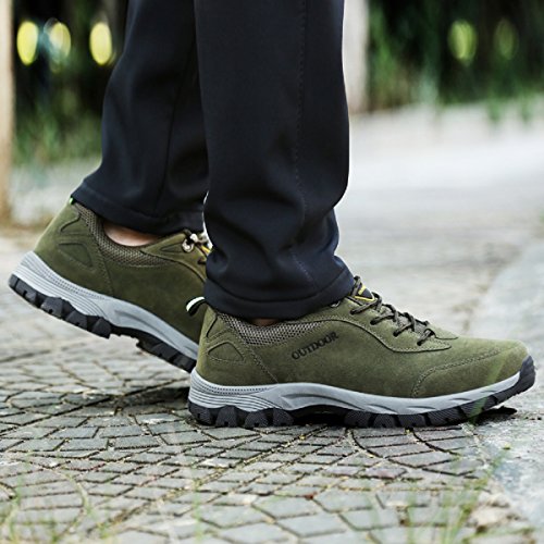 NEOKER Wanderschuhe Trekking Schuhe Herren Damen Sports Outdoor Hiking Sneaker Armee Grün Blau Schwarz Grau 36-48