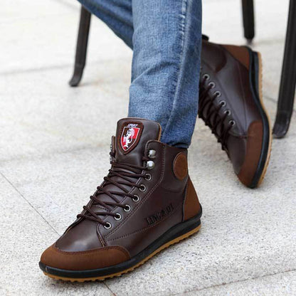 Fansgemacht Herren Stiefel lässig flache Retro Lederstiefel