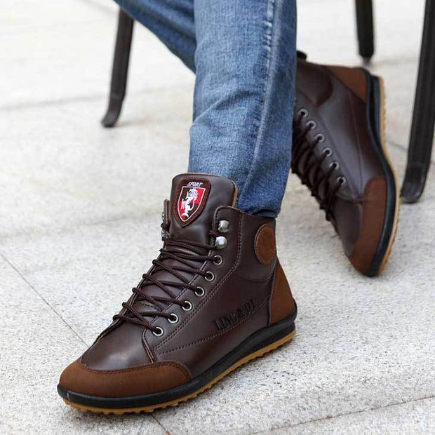 Fansgemacht Herren Stiefel lässig flache Retro Lederstiefel