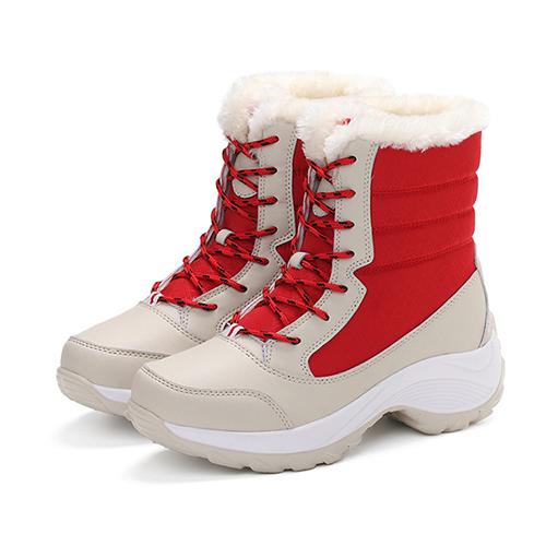 Sakurab Wasserabweisende Hohe Winterschuhe mit Angenehmes  Künstliches Pelzfutter