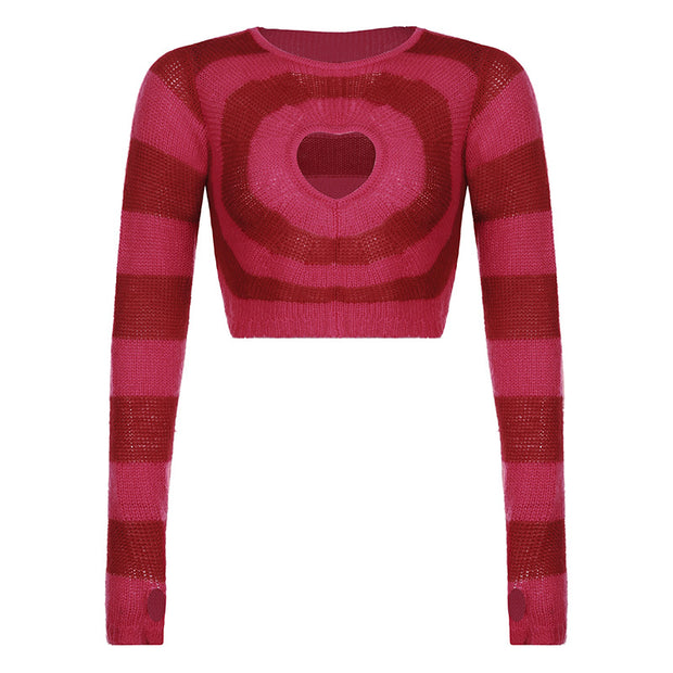 FansGemacht Valentinstag-Ausschnitt-Herz-Strick-Sweatshirt
