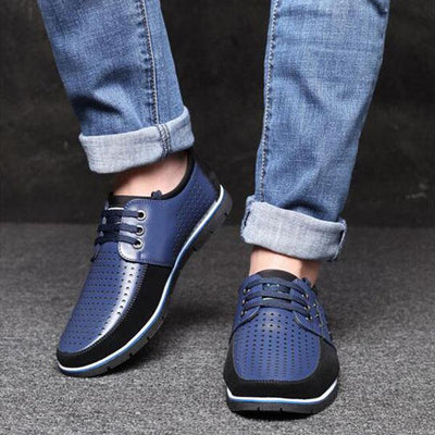 FansGemacht Sommer Atmungs Loch Echtem Leder Männer Schuhe